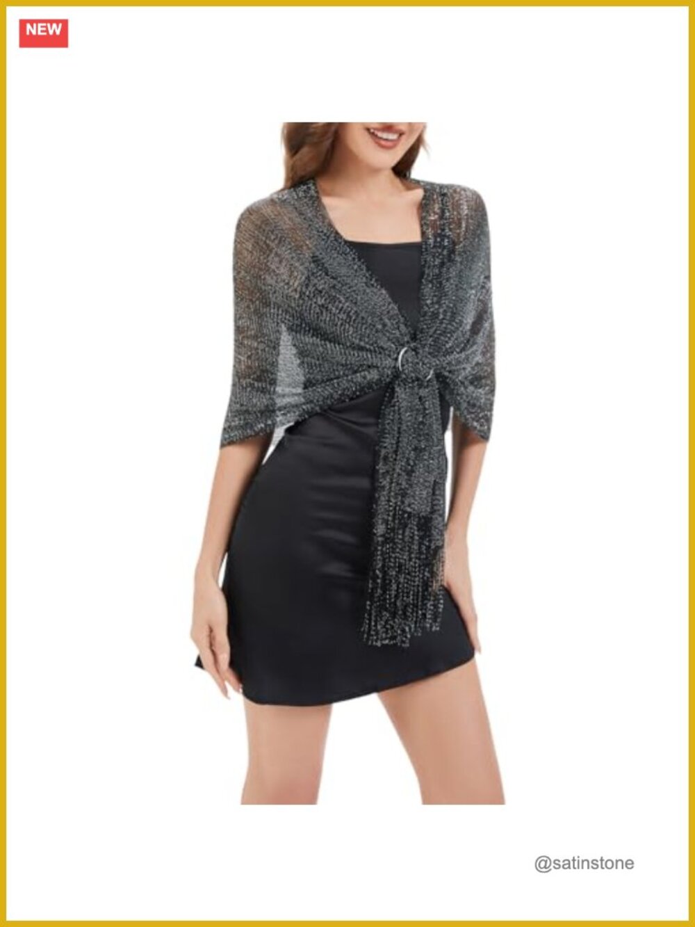 Metallic Shawl Wrap with Buckle for Evening Dresses Formal Wedding